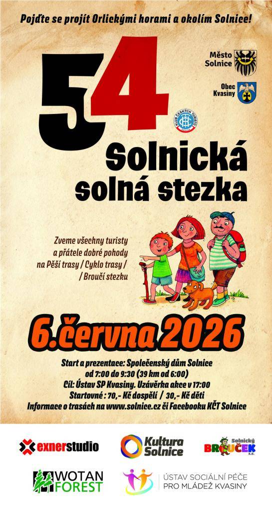 Solnická solná stezka 2026  6.6.2026  Fotografie z průběhu Solnické stezky 2026    Fotografovali členové Kčt Solnice