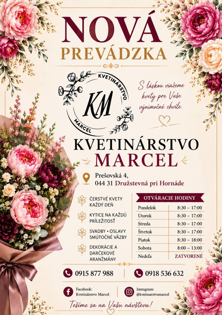 Kvetinárstvo Marcel v Družstevnej pri Hornáde.