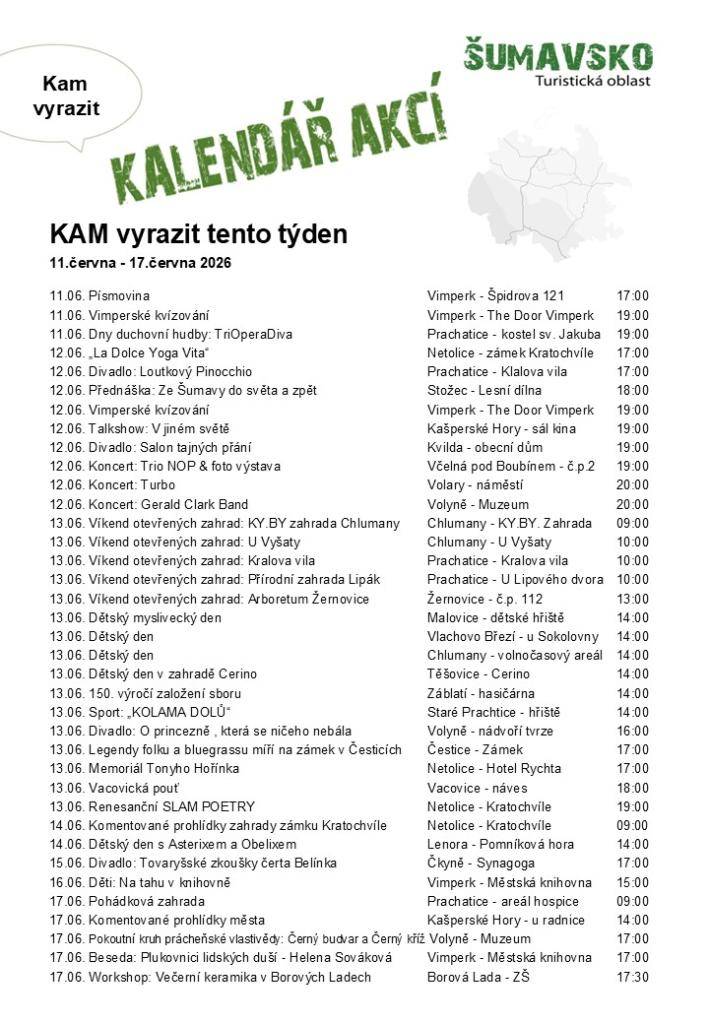 Kalendář akcí pro 24. týden 2026
