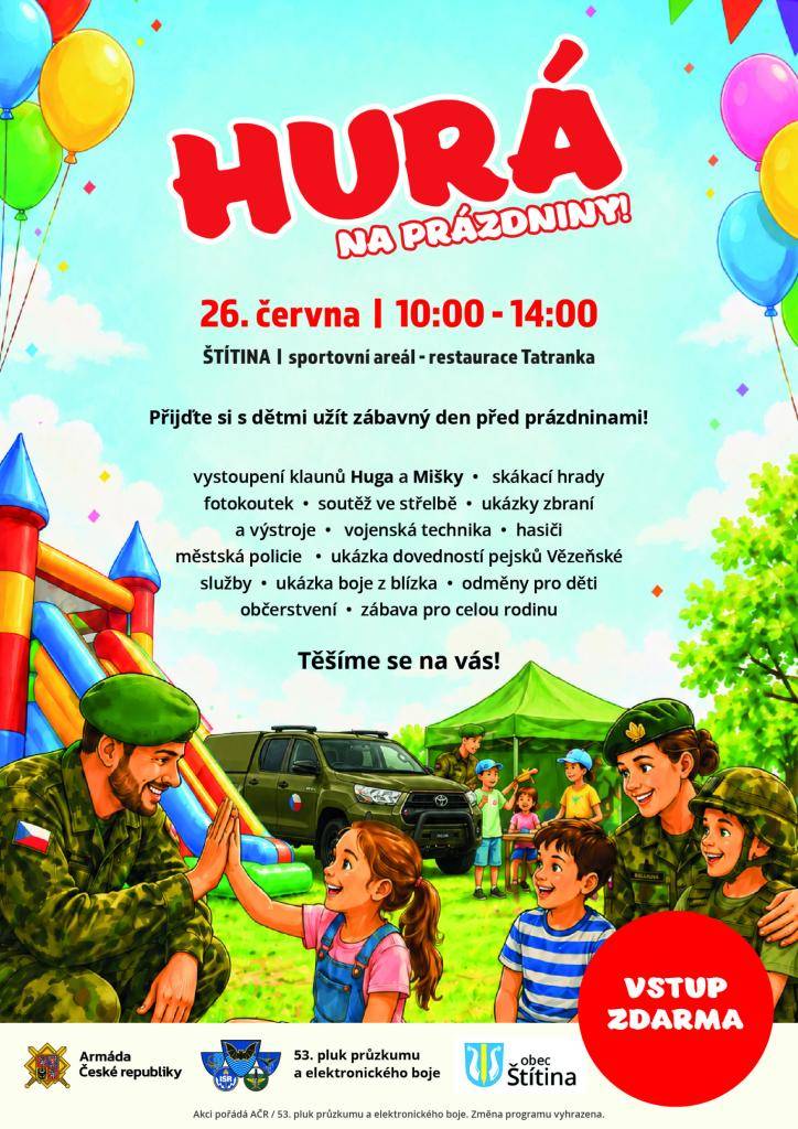 26.6.2026 10:00-14:00 hod. - sportovní areál Štítina