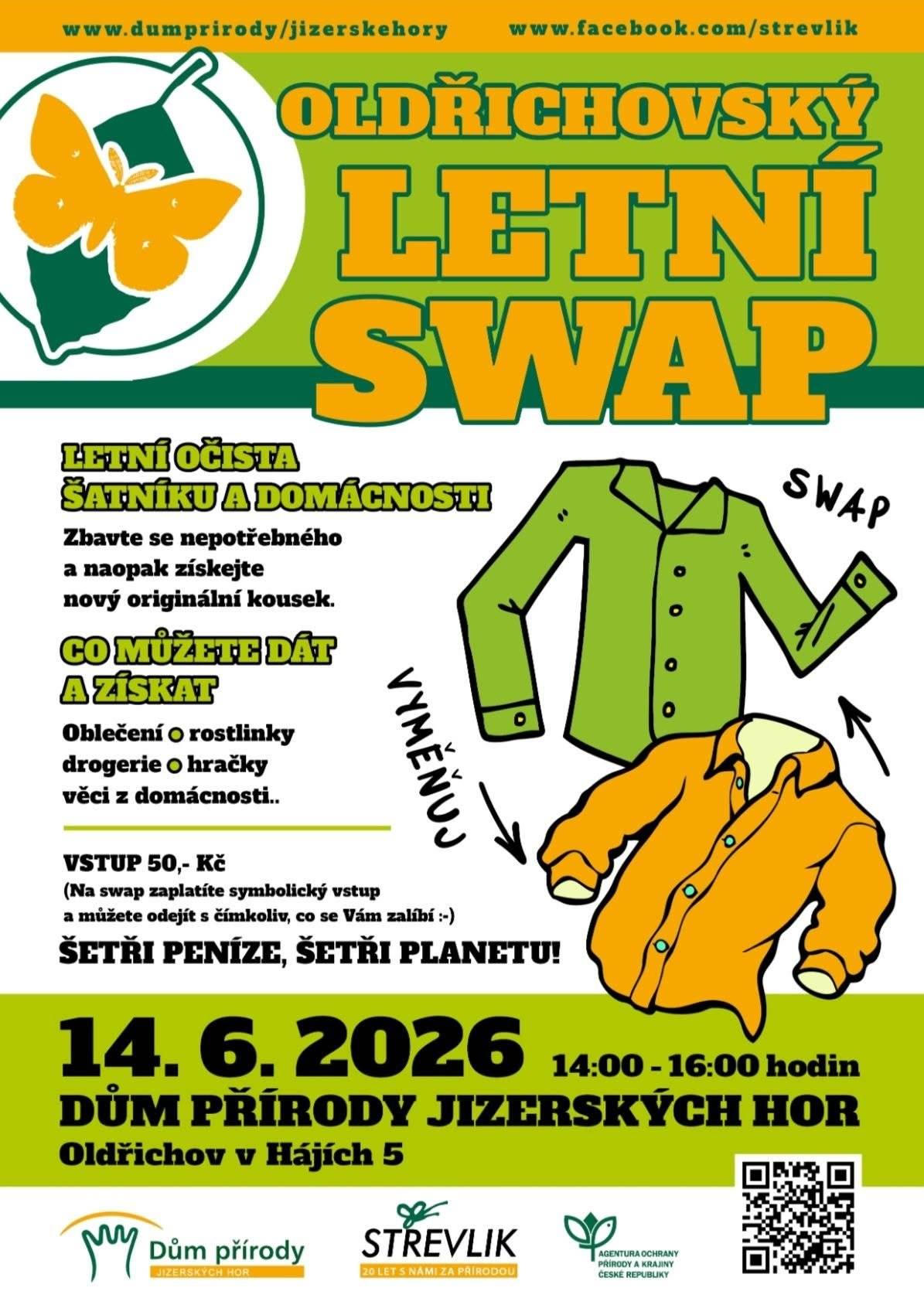 Nemáte program na neděli? Přijďte do Domu přírody Jizerských hor v Oldřichově v Hájích. Chystá se pro Vás letní swap. Odpoledne strávíte v příjemném prostředí a při troše štěstí ve swapu objevíte i něco, co "nutně potřebujete" Těšíme se na viděnou Petra Repčáková