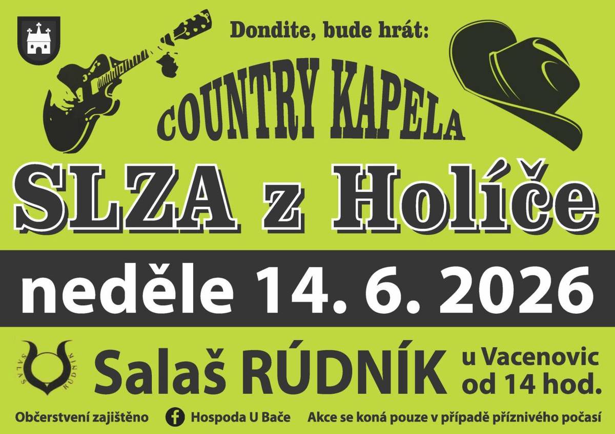 Country kapela Slza z Holíče v neděli 14.6.2026 od 14.00 v salaši Rúdník u Vacenovic