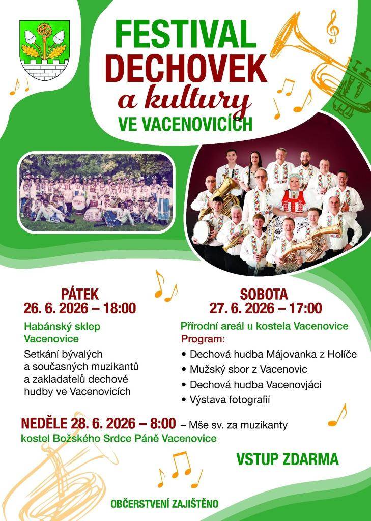 Akce se koná v pátek 26.6.2026 v Habánském sklepě od 18.00,  v sobotu 27.6.2026 přírodní areál u kostela od 17.00,  v neděli 28.6.2026 mše svatá v kostele v 8.00.