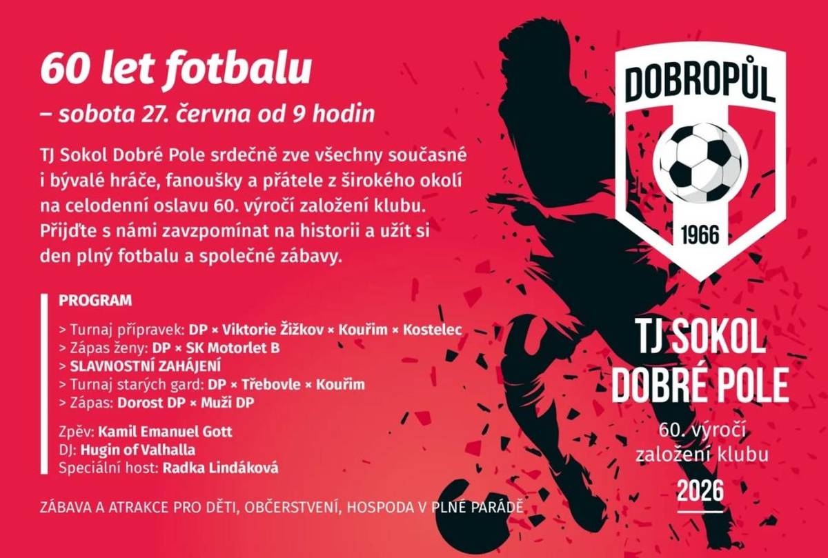 60. VÝROČÍ ZALOŽENÍ KLUBU  SOBOTA 27.ČERVNA OD 9:00 HODIN