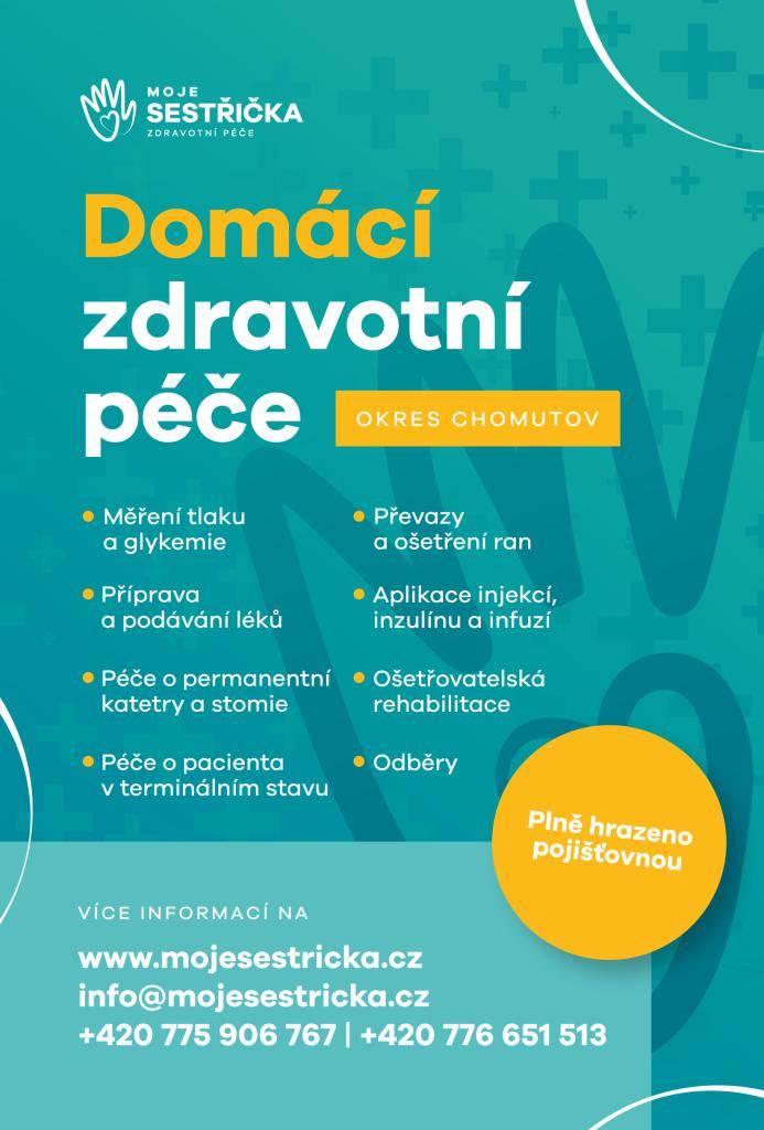 Domácí zdravotní péče pro občany obce a okolí    Rádi bychom Vás informovali o možnosti využití domácí zdravotní péče, která je hrazena zdravotní pojišťovnou a je poskytována přímo v domácím prostředí pacienta.