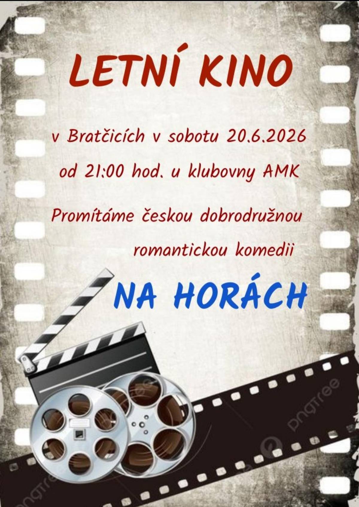 Obec Bratčice všechny srdečně zve do letního kina.