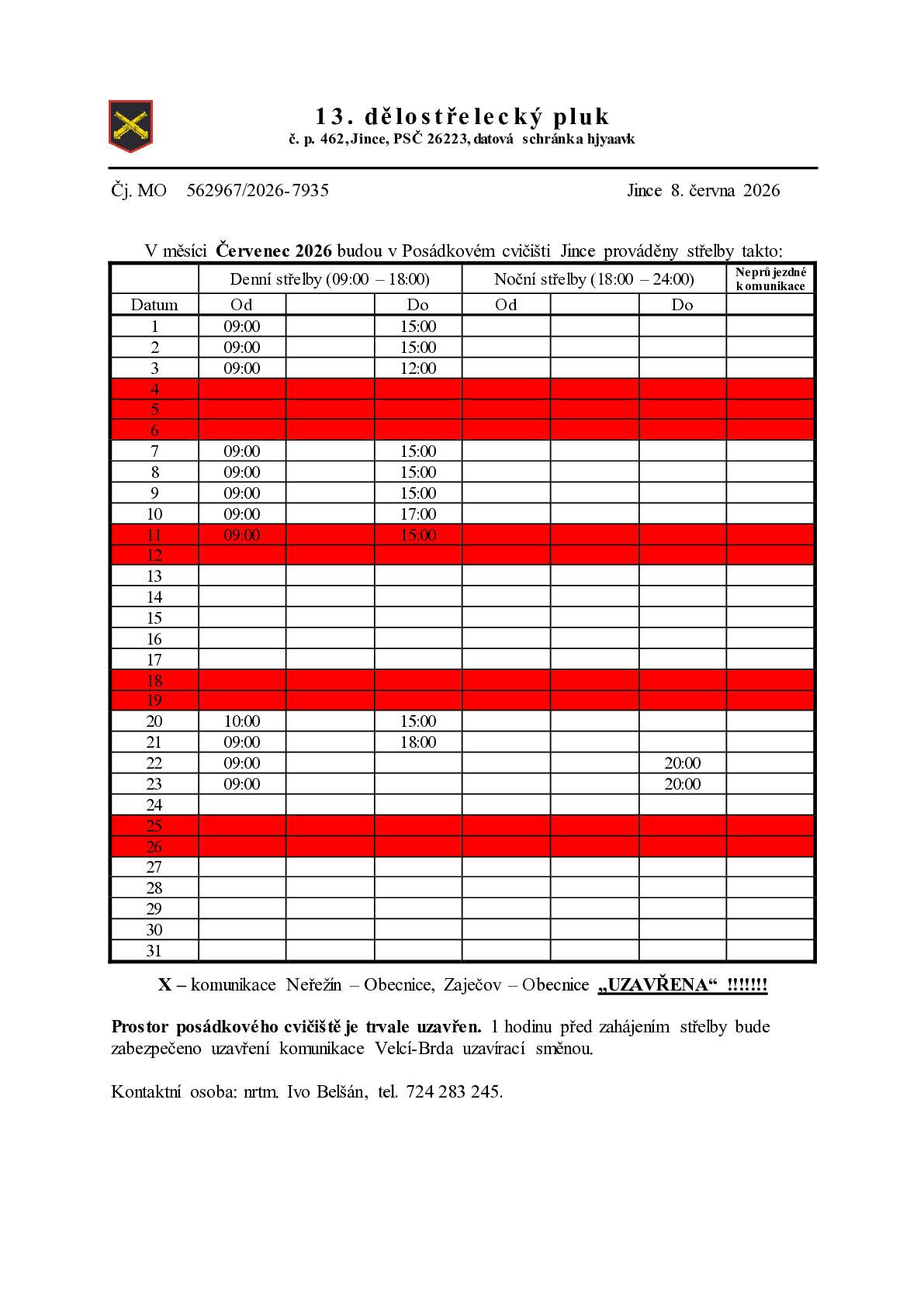 Střelby 7/2026