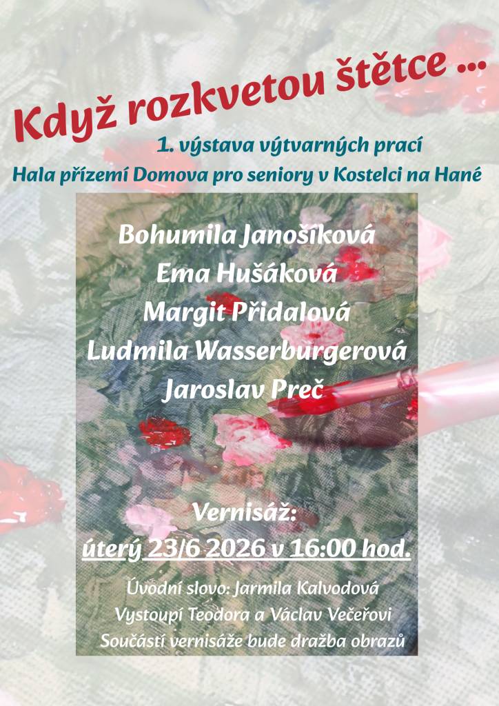 Akce se uskuteční v úterý 23. června 2026 od 16.00 hodin v hale v přízemí Domova pro seniory v Kostelci na Hané.