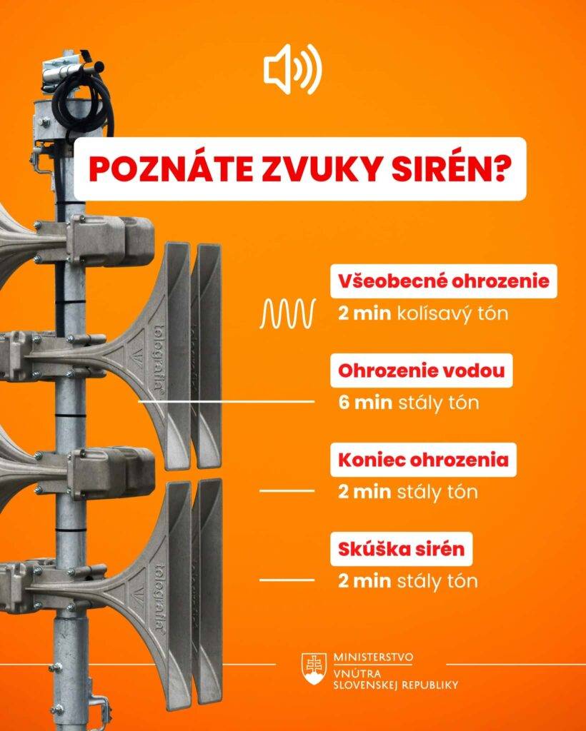 Hlasité preskúšanie sirén sa uskutoční v piatok 12. júna 2026 o 12.00 hod.