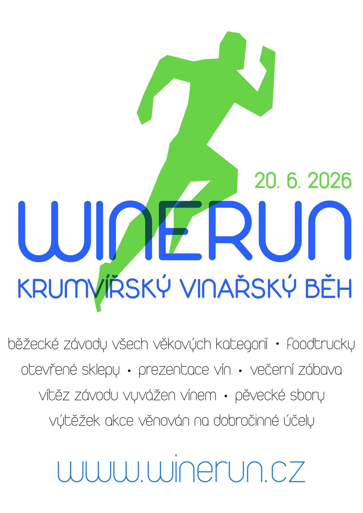 Spolek proKRUMVÍŘ si Vás dovoluje srdečně pozvat na “Winerun - Krumvířský vinařský běh", který se uskuteční v sobotu 20. 6. 2026 od 10:00 v Amfiteátru národopisného stadionu v Krumvíři.Více na letáčcích.