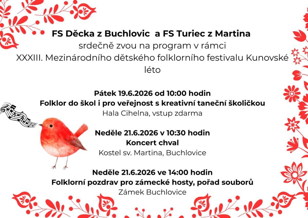 - program v rámci XXXIII. Mezinárodního dětského folklorního festivalu Kunovské léto
