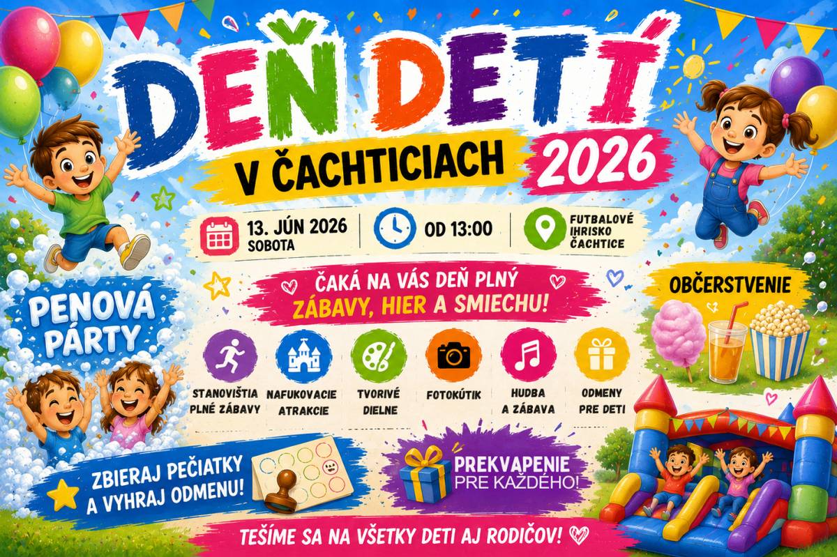 Oslavy dňa deti na futbalovom ihrisku v sobotu 13.6.2026 od 13:00 hod.