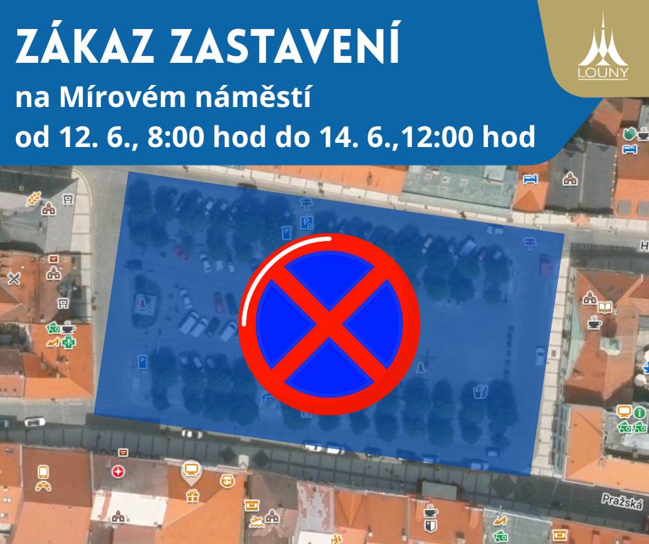 V následujících dnech dojde ke dvěma dočasným omezením parkování ve městě Louny. Již tento týden bude omezeno parkování na Mírovém náměstí z důvodu příprav oslav 100 let předání plukovního praporu. Od pondělí 15. června začne na sídlišti Kpt. Nálepky rekonstrukce komunikace a parkoviště. Mírové náměstí V sobotu 13. června 2026 se na Mírovém náměstí uskuteční hlavní program oslav 100. výročí předání plukovního praporu Pěšímu pluku 46. Součástí příprav bude instalace dobové tribuny, historických táborů, výstavy fotografií a dalšího zázemí pro celodenní program. Z tohoto důvodu bude od pátku 12. června od 8:00 hodin do neděle 14. června do 12:00 hodin zakázáno parkování na celém Mírovém náměstí a   Sídliště Kpt. Nálepky V pondělí 15. června 2026 bude zahájena realizace akce „Ul. Kpt. Nálepky – rekonstrukce komunikace, Louny“. Předpokládaný termín dokončení je stanoven na červenec 2026. Práce budou probíhat v úseku od čp. 2228 po čp. 2231. V rámci rekonstrukce dojde k odstranění stávajícího povrchu komunikace, položení nové vrstvy živičného koberce, výměně silničních obrubníků a úpravě parkovacích stání, která budou nově provedena z vegetační (vsakovací) dlažby. Po dobu realizace bude v dotčeném úseku zakázáno parkování a upraven režim průjezdu sídlištěm. Ostatní parkoviště a parkovací plochy na sídlišti jsou řidičům k dispozici a mohou je nadále využívat. Omlouváme se řidičům za komplikace spojené s parkováním a průjezdem v těchto lokalitách a děkujeme za pochopení.