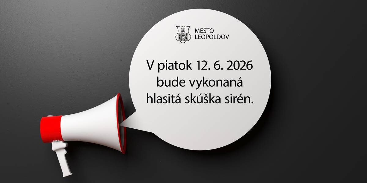 Oznamujeme obyvateľom že v piatok 12. júna 2026 o 12:00 h bude vykonané preskúšanie prevádzkyschopnosti sirén zapojených do systému varovania obyvateľstva.
