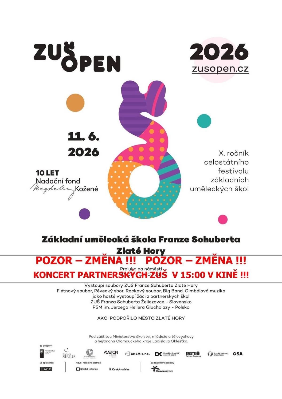 Koncert se koná dnes od 15:00 hodin v kině