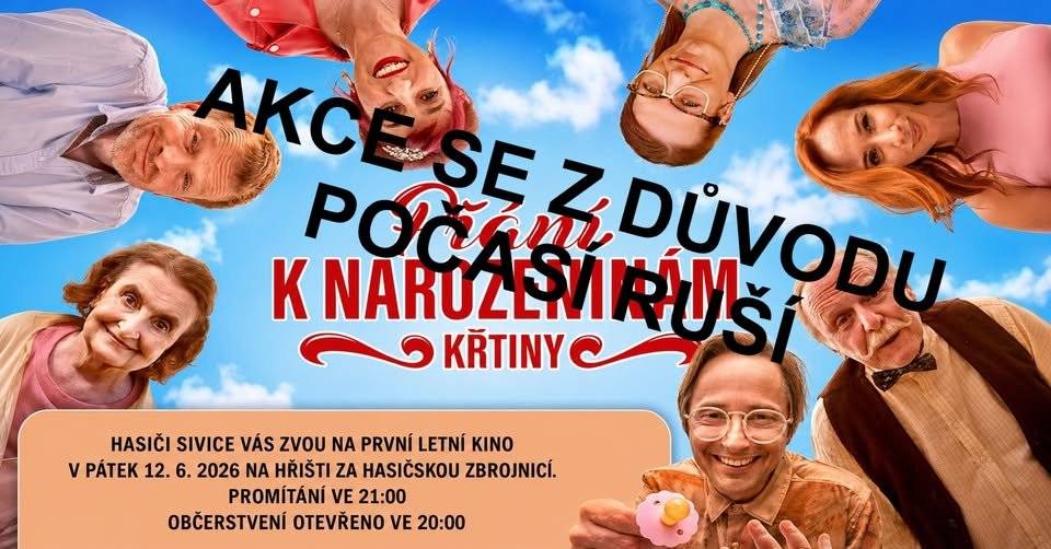 Oznamujeme, že z důvodu nepříznivého počasí je zrušeno páteční letní kino. Film bud promítnut v příštím možném termínu. Děkujeme za pochopení.