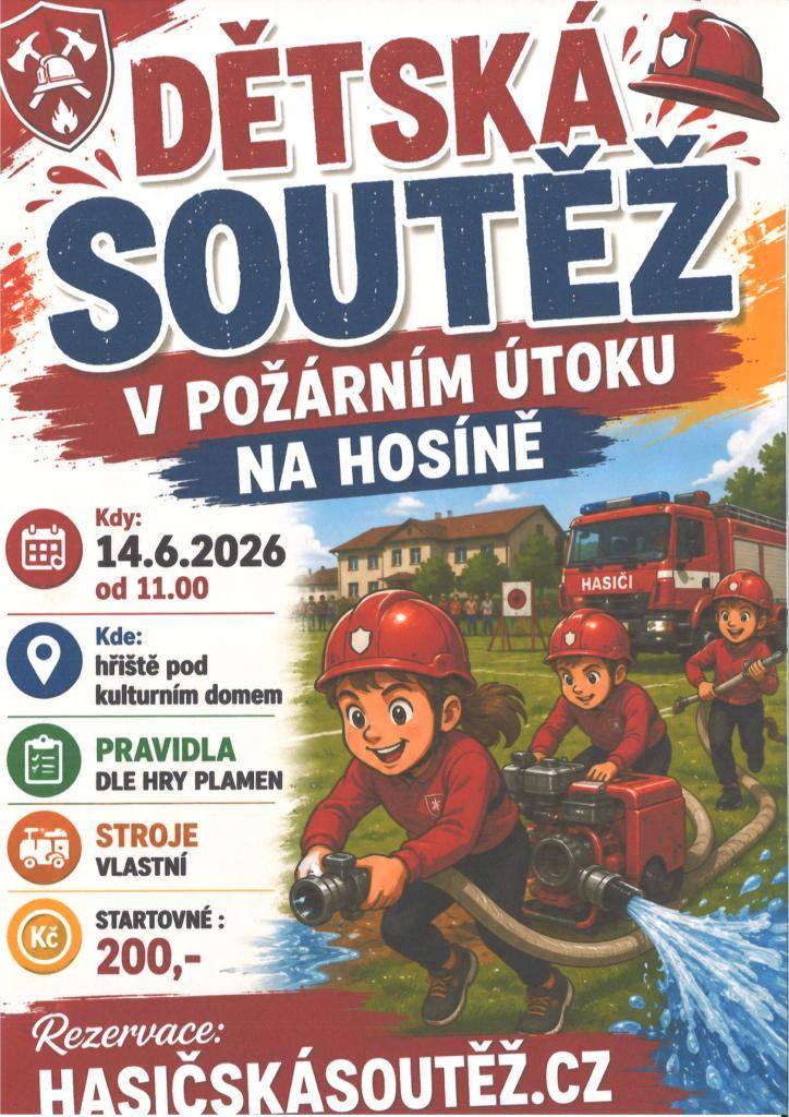 Neděle 14. června od 11:00 hod.  Přijďte fandit malým hasičům :)