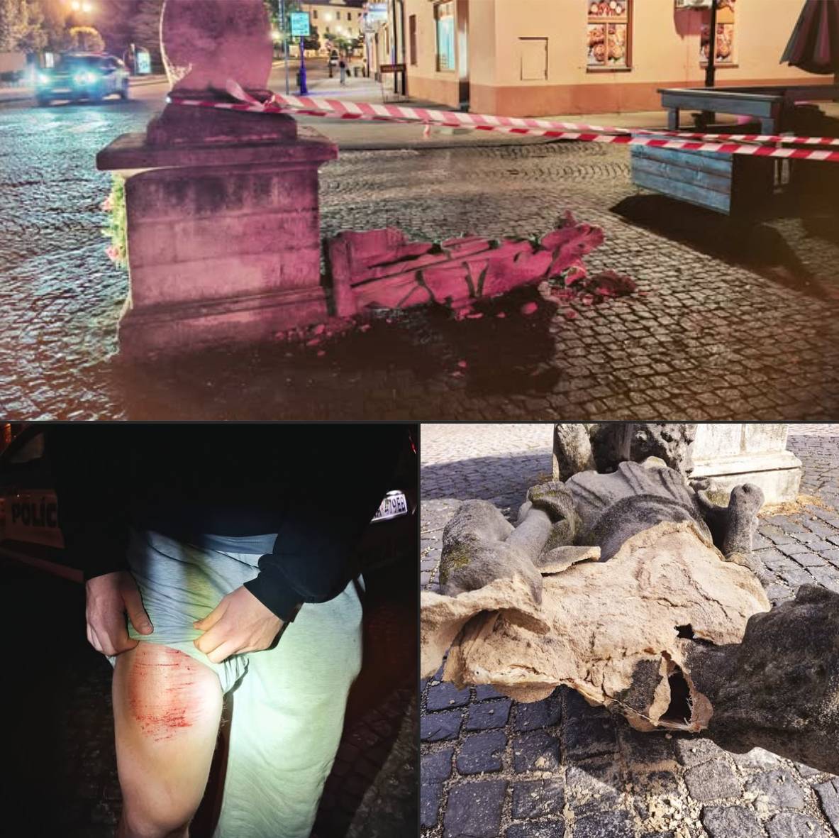 Dnes krátko po pol druhej ráno zistila hliadka Mestskej polície Skalica poškodenie sochy sv. Floriána, ktorá sa nachádza na Potočnej ulici oproti Pivárni Peklo a Raj. Socha bola zhodená z podstavca a rozbitá ležala na zemi. Pri preverovaní udalosti mestskí policajti vypátrali tri osoby, ktoré sa nachádzali v blízkosti miesta. Následne bolo zistené, že jeden z mladíkov vyliezol na sochu, pričom došlo k jej uvoľneniu z podstavca. Mladík spolu so sochou spadol na zem a utrpel viditeľné povrchové zranenia oboch dolných končatín. K svojmu konaniu sa na mieste priznal. U podozrivého bola vykonaná dychová skúška s výsledkom 1,35 promile alkoholu v krvi. Mestská polícia vo veci začala konať a v súčasnosti sa zisťuje výška spôsobenej škody. Od nej bude závisieť kvalifikácia skutku. Ak bude škoda do 700 eur, vec bude riešená ako priestupok proti majetku. V prípade vyššej škody bude prípad postúpený Policajnému zboru Slovenskej republiky pre podozrenie zo spáchania trestného činu poškodzovania cudzej veci. Nie je vylúčené, že skutok bude posudzovaný aj ako trestný čin výtržníctva. Dôležitou informáciou v tejto súvislosti je, že sa našťastie nejedná o pôvodnú historickú sochu. Jej originál bol počas rekonštrukcie centrálnej pamiatkovej zóny odborne demontovaný a bezpečne uložený, takže k poškodeniu vzácnej historickej pamiatky týmto nedošlo.