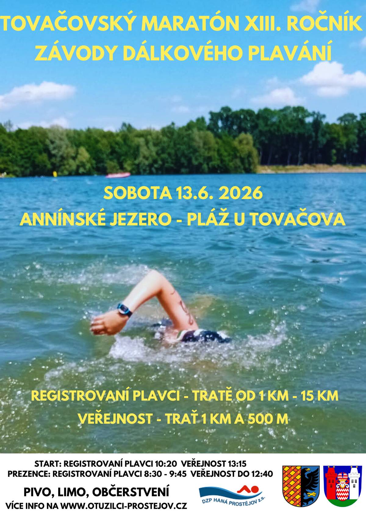 V sobotu 13.6. se konají závody dálkového plavání na pláži u Tovačova. Start registrovaných plavců je v 10:20h.