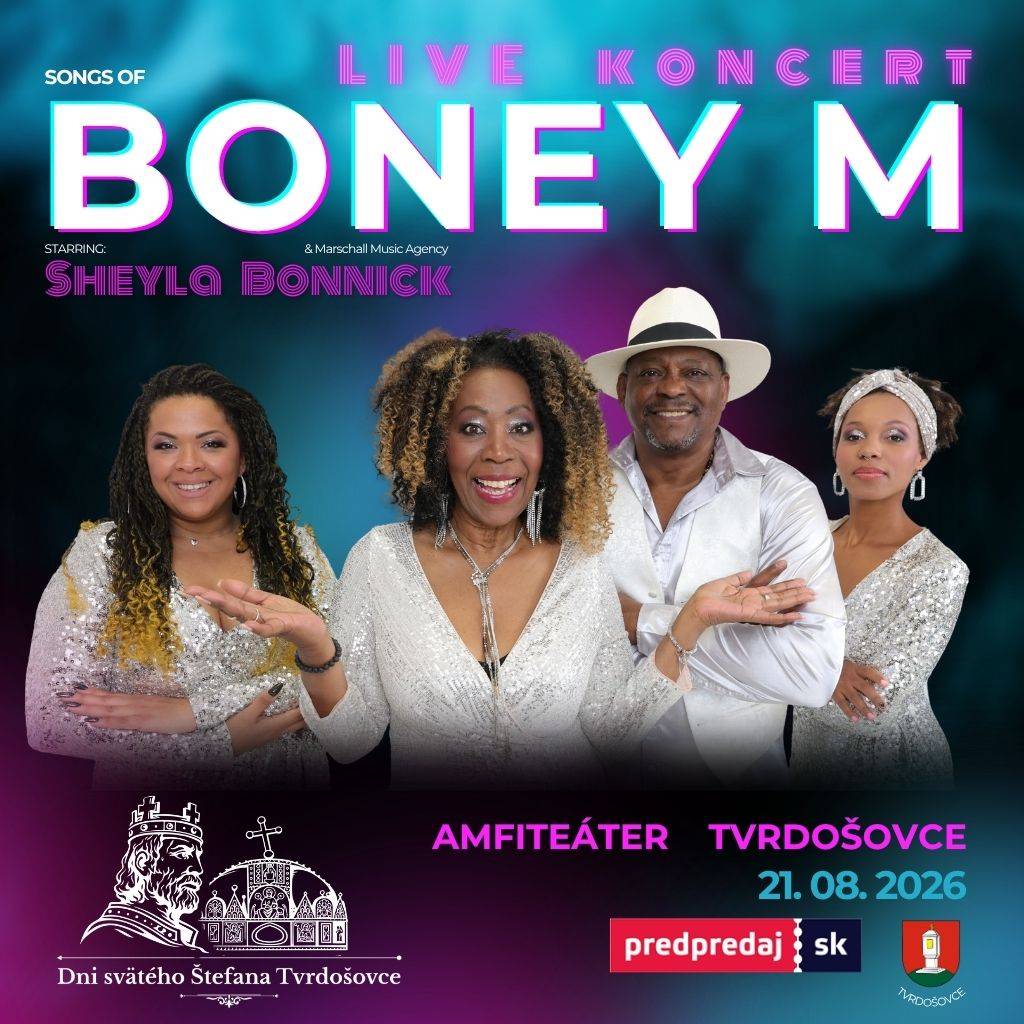 V amfiteátri Tvrdošovce sa uskutoční koncert známej skupiny Boney M. Nezabudnite si zakúpiť vstupenky v predpredaji, aby ste si užili jedinečný hudobný zážitok.