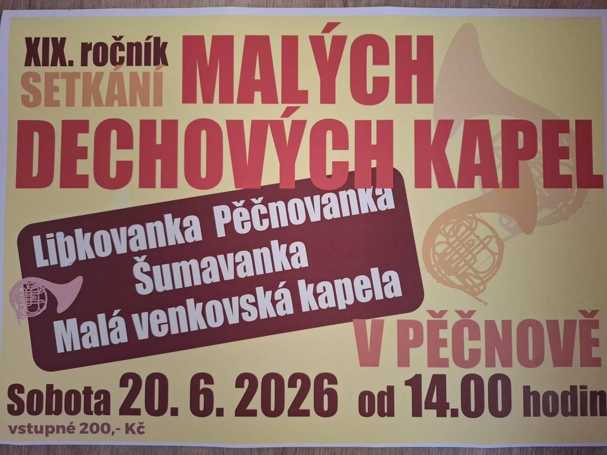 Zveme Vás na XIX. setkání malých dechových kapel v Pěčnově