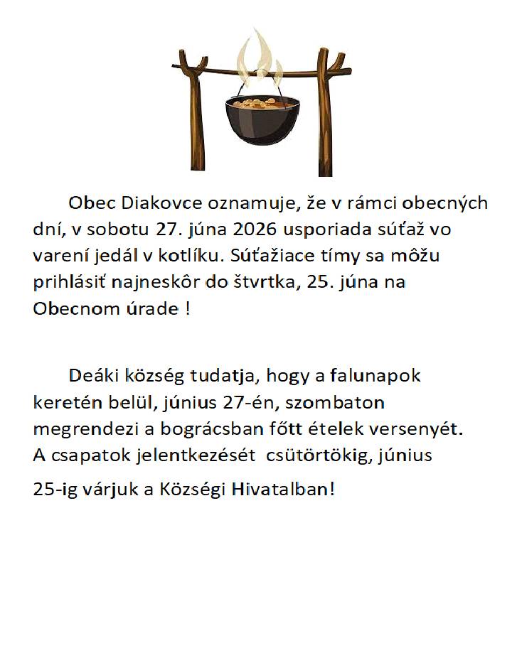 Súťaž vo varení jedál v kotlíku - Bográcsban főtt ételek versenye