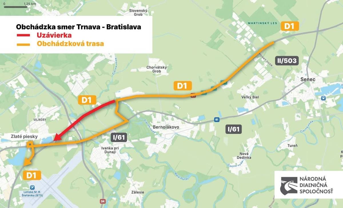 Križovatku diaľnic D1/D4 delia od plnohodnotného odovzdania motoristom už len dve plánované uzávery. Prvá nás čaká už najbližší víkend. Diaľnica D1 v smere do Bratislavy bude uzatvorená od križovatky Bernolákovo po Zlaté Piesky. 📅 plánovaná od piatka 12. júna od 20:00 ➡️ do nedele 14. júna do podvečerných hodín Druhá uzávera sa bude týkať vetvy z D4 od Jaroviec na D1 v smere na Trnavu. 📅 plánovaná od štvrtka 18. júna ➡️ do nedele 21. júna do popoludňajších hodí