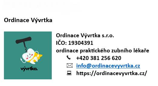 Zubní Ordinace Vývrtka s.r.o. - dovolená 22. 6. - 3. 7. 2026