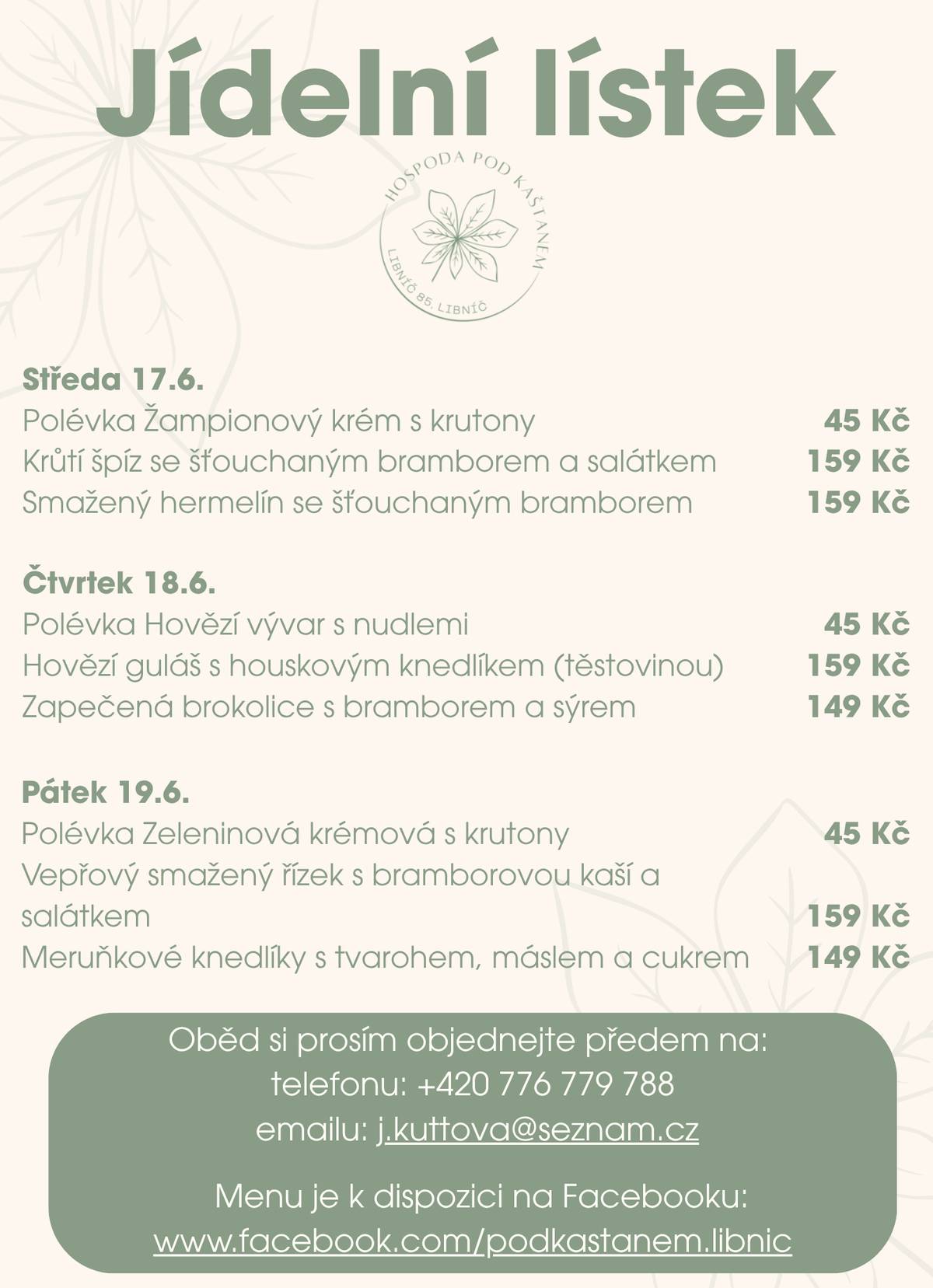 V naší libníčské hospůdce vaříme pro VÁS. Objednejte si oběd na tel. čísle: 776 779 788, nebo e-mailu : j.kuttova@seznam.cz. Otevřeno na obědy vždy Středa-Pátek od 11:00 - 13:00. Těšíme se na VÁS!
