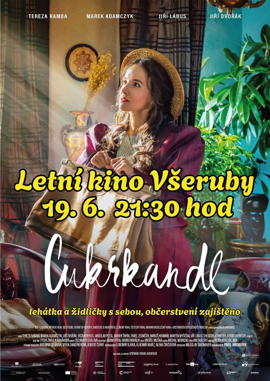 🎬 Všeruby, léto a film pod širým nebem jsou zpět! V pátek 19. 6. od 21:30 hod. vás srdečně zveme do areálu fotbalového hřiště na novou českou rodinnou komedii Cukrkandl – film plný pohody a humoru, který zaručeně pobaví malé i velké diváky. Stačí přibalit deku nebo skládací židličku a dorazit s dobrou náladou, protože o zbytek je postaráno: skvělé občerstvení máme zajištěné a teplé letní počasí nahoře předem domluvené! Vezměte rodinu i sousedy a přijďte si užít parádní večer, moc se na vás těšíme! 🍿☀️👋