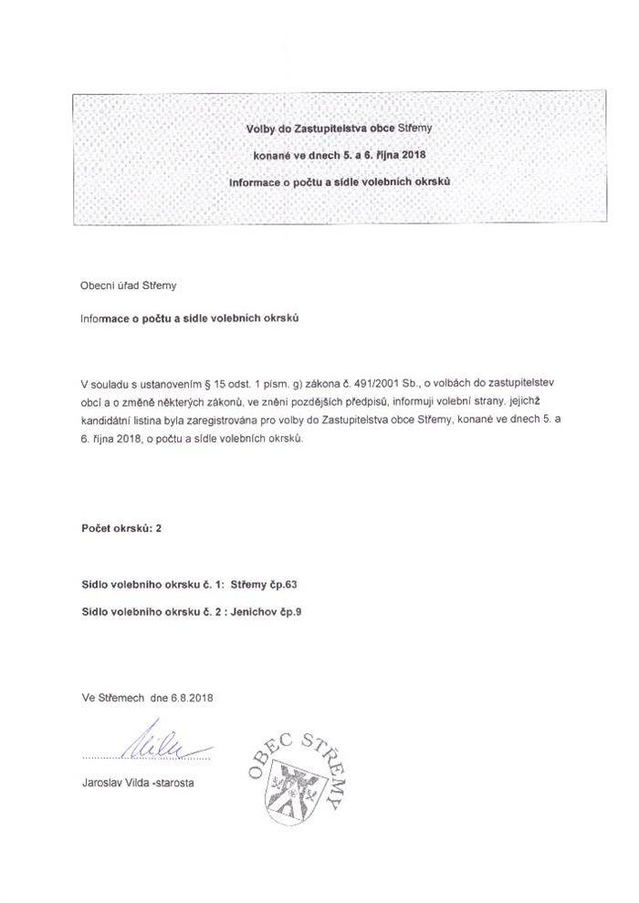 Informace o místech, kde bude možné volit.