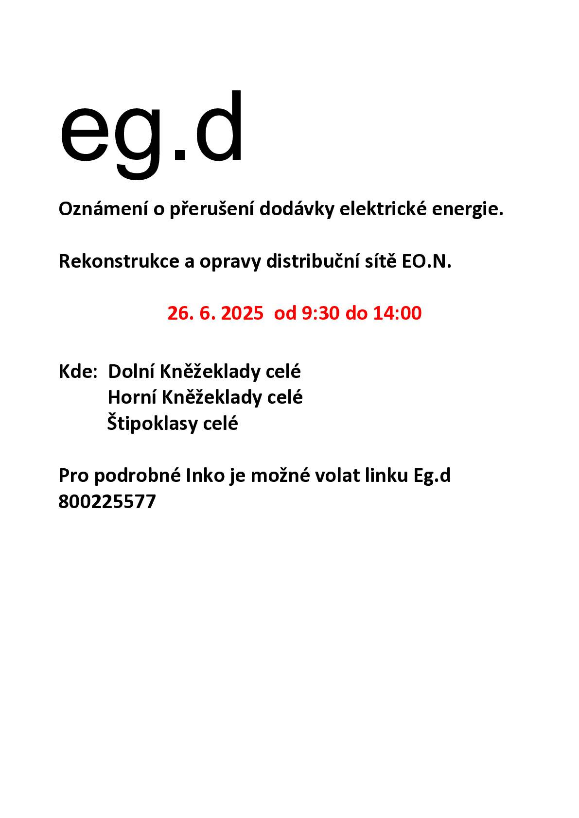 Bezproudí ve všech částech obce.