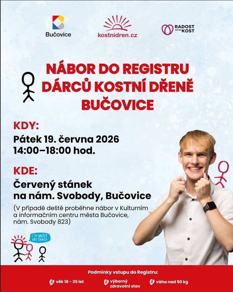 áměstí Bučovice 14-18 hodin, věk 18-35 let, váha nad 50 kg