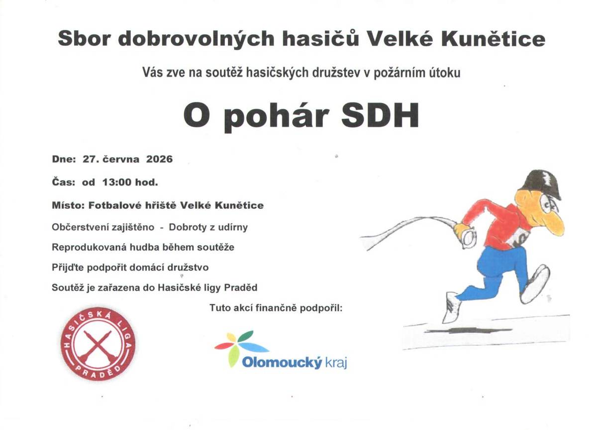 V sobotu 27. 06. 2026 od 13:00 hod na fotbalovém hřišti Velké Kunětice