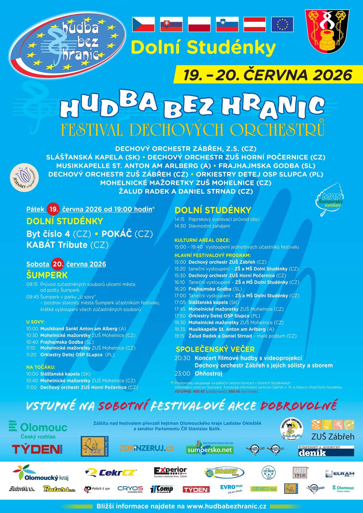 Program festivalu dechových hudeb.