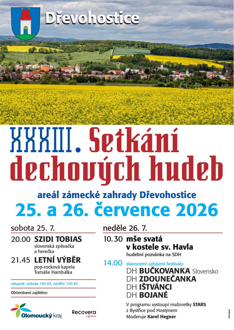 XXXIII. Setkání dechových hudeb Dřevohostice 25.-26.7.2026