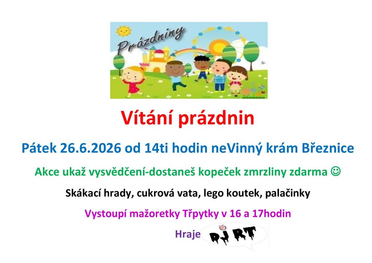 Pozvánka Nevinného krámu na vítání prázdnin - pátek 26.06.2026 od 14 hod: