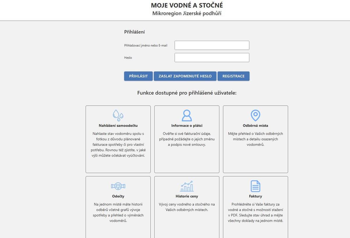 Za 1. pololetí roku 2026 Vás prosíme o nahlášení STAVU VODOMĚRU elektronicky prostřednictvím odkazu :  https://portal.jizerskepodhuri.cz/VodaPortal/login?ReturnUrl=%2FVodaPortal Odkaz je dostupný na webových stránkách obce - titulní stránka. Viz obrázek Na odkazu je nutné se zaregistrovat (jméno, e-mail) a dále postupovat dle návodu.  Kdo nemůže podat stav vodoměru elektronicky, zašle údaje obvyklým způsobem přes SMS nebo osobně. Petr Effenberger, vodohospodář