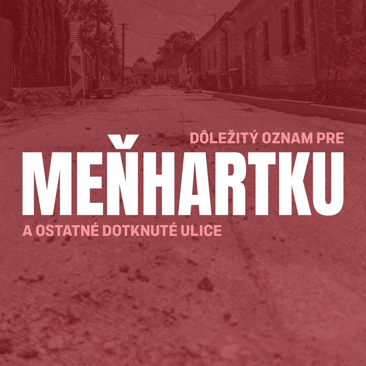 Vážení obyvatelia ulíc Priečna, Meňhartka, Karmelitská, Bulharská a Mierová - tak ako sme vás informovali prostredníctvom roznosu do schránok, v utorok a v stredu prebehnú práce na realizácii nového povrchu miestnych komunikácií. Z tohto dôvodu vám pripomíname, že pravidelný vývoz zmesového odpadu a bioodpadu sa uskutoční už zajtra, v pondelok 15. júna. Pripomíname tiež, že počas týchto prác až do ich ukončenia (v stredu alebo vo štvrtok) nebude možné vychádzať vozidlami z garáží a dvorov. Prosíme preto všetkých obyvateľov dotknutých ulíc, ktorí budú svoje vozidlá v tomto období potrebovať, aby si ich včas preparkovali. Uvedomujeme si, že ide o veľký zásah do každodenného fungovania, a preto ďakujeme za vašu trpezlivosť a pochopenie. Zároveň prosíme o zvýšenú opatrnosť aj obyvateľov okolitých ulíc a vodičov, keďže tieto práce môžu priniesť dočasné dopravné obmedzenia a zníženú prejazdnosť v danej lokalite.