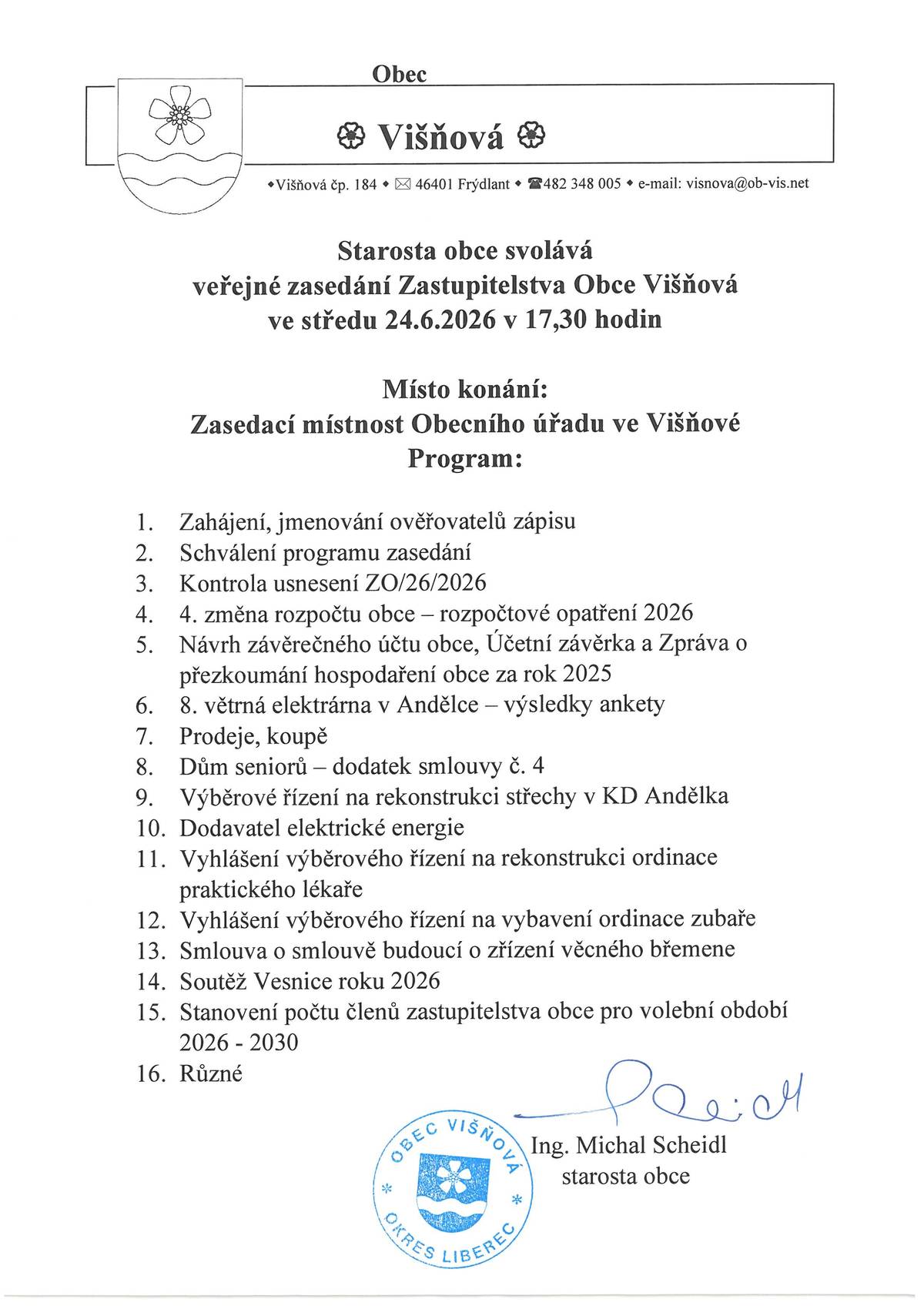 POZOR!!!  zasedání se koná ve středu
