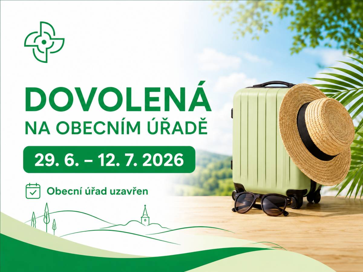 Obecní úřad Zbyslavice v termínu od 29. 6. do 12. 7. 2026 uzavřen.