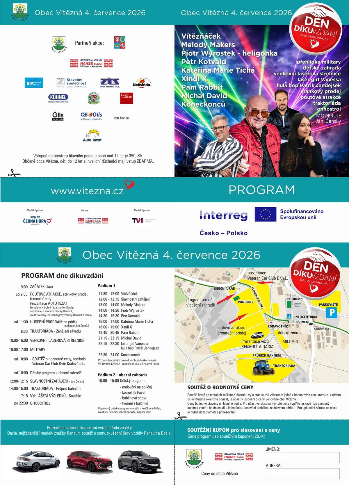 4. 7. 2026 srdečně zve Obec Vítězná.