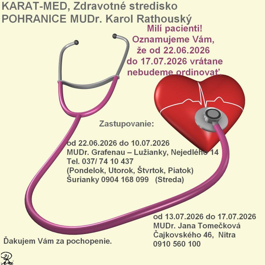 OZNAM MUDr.RATHOUSKÝ  ÉRTESÍTÉS MUDr. RATHOUSKÝ