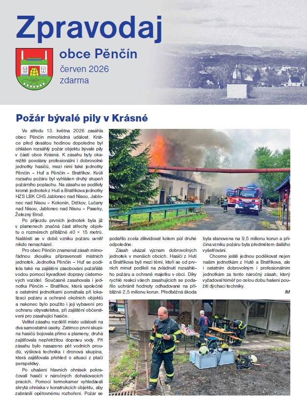 Pěnčínský zpravodaj - Červen 2026