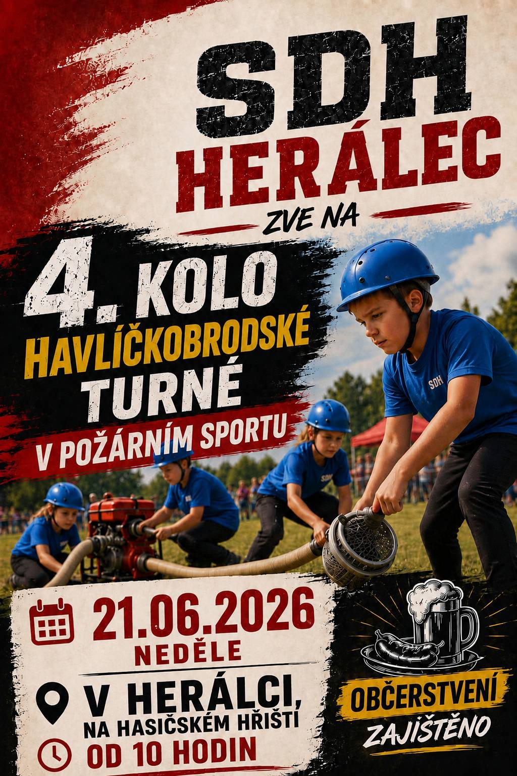 SDH Herálec  zve na 4. kolo Havlíčkobrodské turné v požárním sportu ne 21.6.2026 v Herálci na hasičském hřišti od 10 hodin.