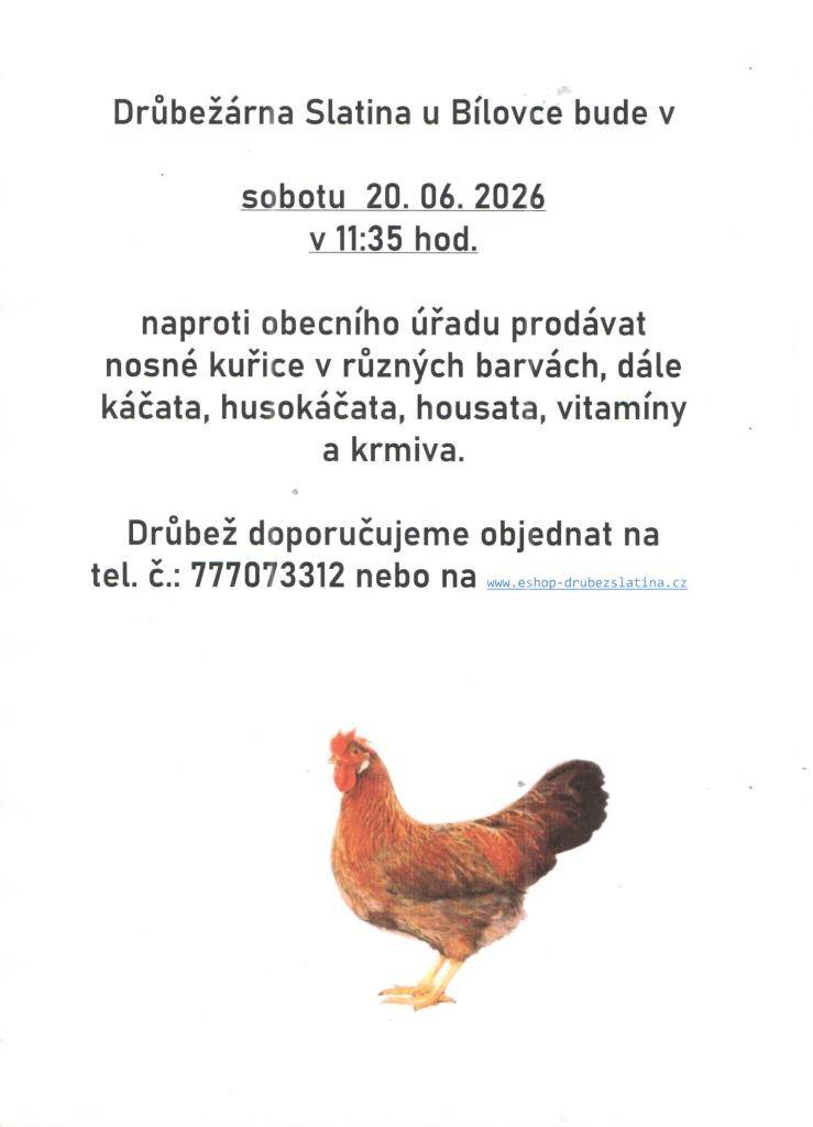 V sobotu 20. 06. 2026 od 11:35 hod naproti obecního úřadu