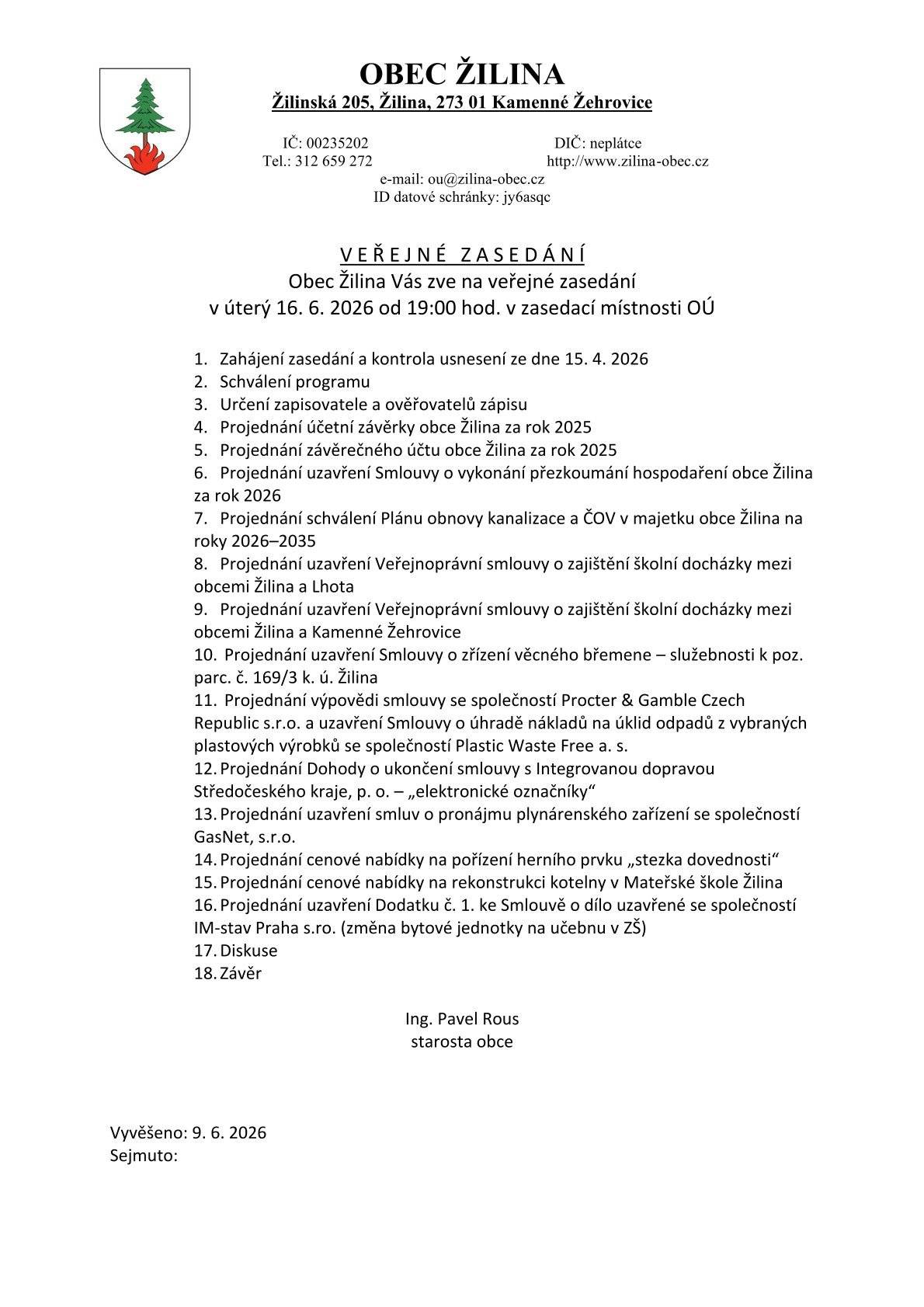 v úterý 16. 6. 2026 od 19.00 hodi