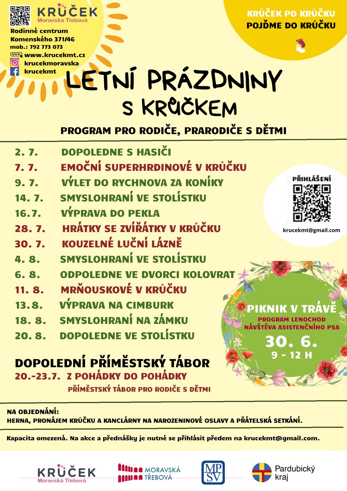 Přinášíme souhrnný přehled programu na léto. Těšíme se na Vás.