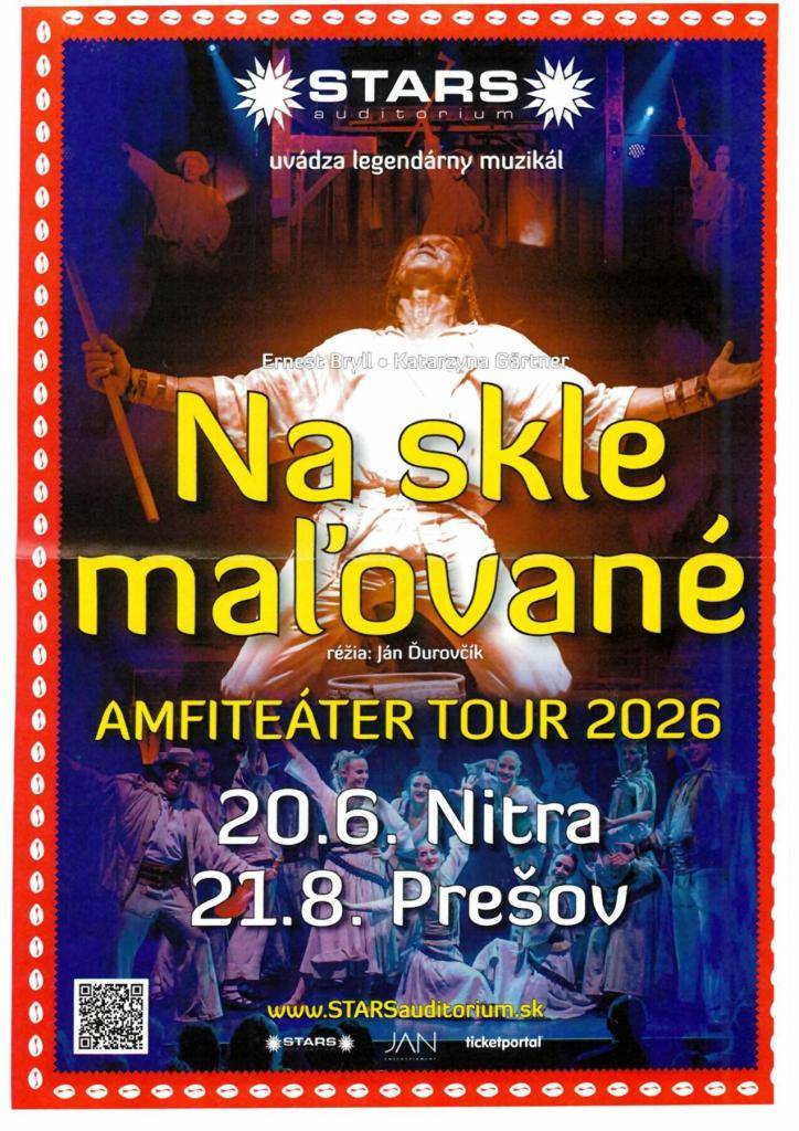 Stars Auditorium uvádza v réžii Jána Ďurovčíka legendárny muzikál na Skle maľované v amfiteátri Nitra 20.06.2026. Vstupenky zakúpite na www.tickerportal.sk