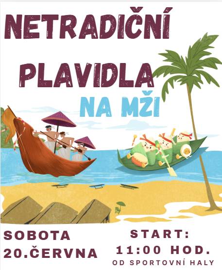 Již tuto sobotu projedou městem roztodivná plavidla s ještě roztodivnějšími posádkami.   sobota 20. června 11:00 (start od sportovní haly)     Tak je přijďte podpořit ze břehu, z mostů NEBO ještě lépe, vyrazte na vodu s nimi! Za dva dny ještě stihnete něco vyrobit, co? Nebo jen nafouknout želvu či plameňáka z minulého léta?     Každopádně se těšíme na všechny, na vodě i na souši.